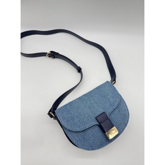 On 34th Holmme denim small saddle crossbody bag - Blue - Picture 6 of 10